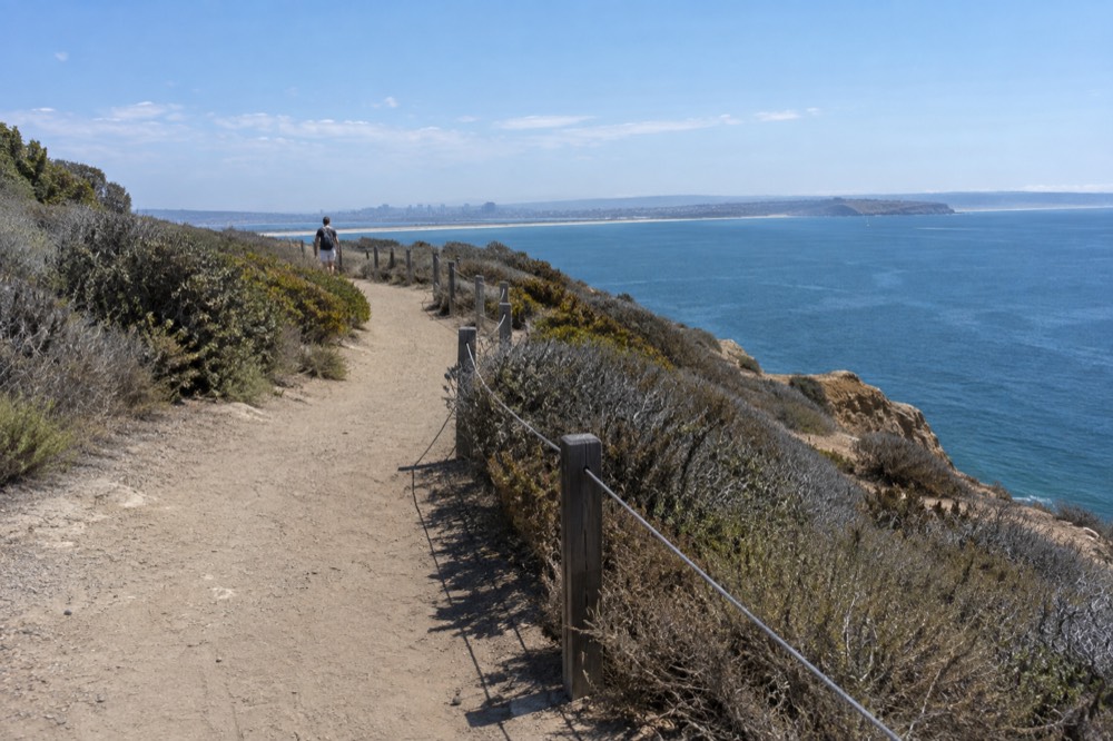 Empty coastal trail above the ocean at Cabrillo National Monument